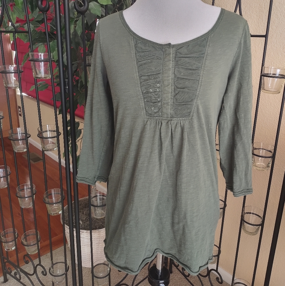 Eddie Bauer Green 3/4 Sleeve Blouse